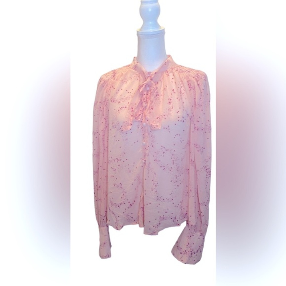 Free People Sheer printed blouse